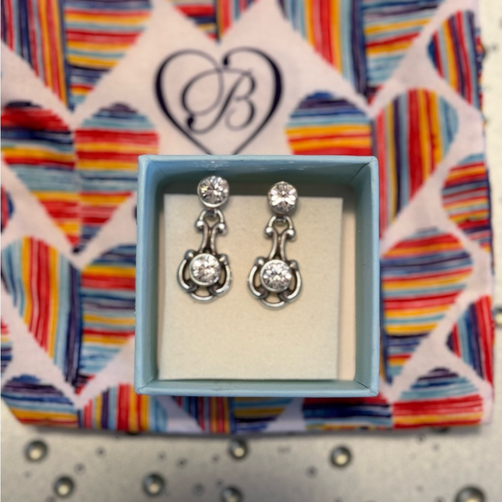 Brighton Twilight Crystal Silver Dangle Drop Earrings - Retired and Beautiful